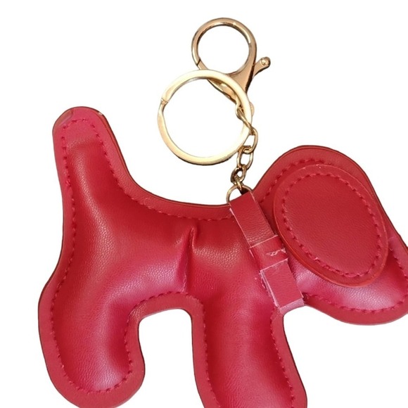 Puppy Puffer Keychain Dog Keyring Christmas Red Alligator clip Easy On/Off NEW - Picture 4 of 6